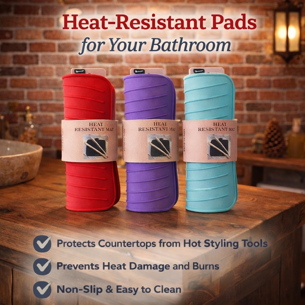 Heat-Resistant Bathroom Styling Pads - Hot Pink, Purple, Aqua - Picture 1 of 1